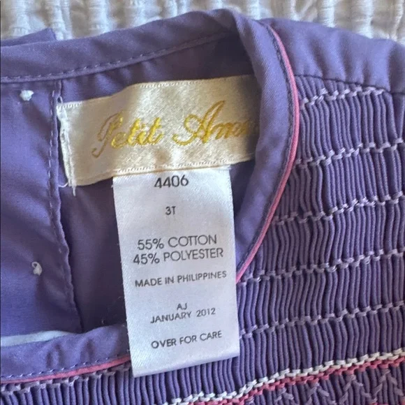 Purple Petit Ami Smocked girls Easter Dress sz 3T - Picture 3 of 8